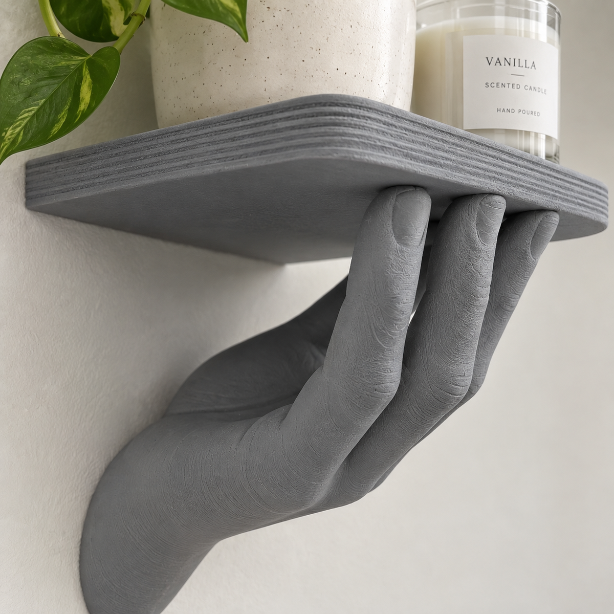 Hand Shaped Floating Wall Shelf | Decorative Wall Mounted Display Shelf | Home Decor