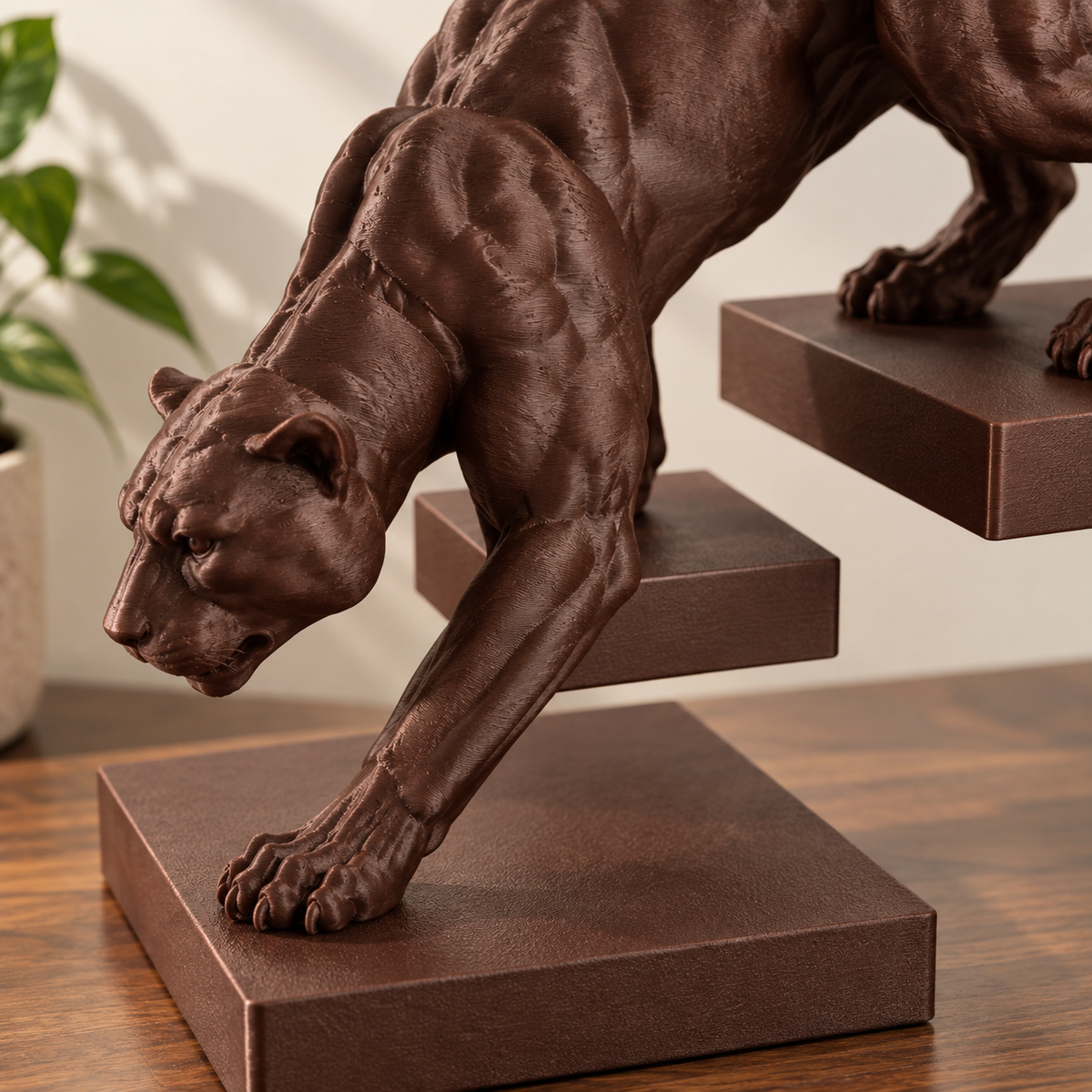 Black Panther Statue | Crouching Panther Figurine | Animal Sculpture for Home & Office Decor