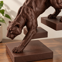 Black Panther Statue | Crouching Panther Figurine | Animal Sculpture for Home & Office Decor