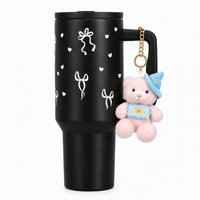 Aesthetic Bow Print Black Stainless Steel Tumbler with RENDOM DESIGN FOR CHARM