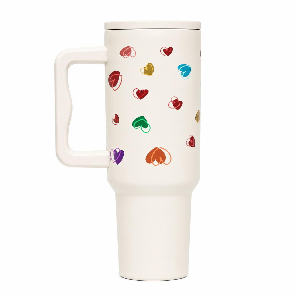 Rainbow Heart Cream Color Tumbler