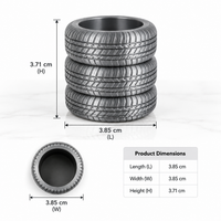 Car Tyre Makeup Brush Holder | Black Desk Organizer