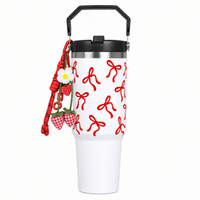 Bow Print Tumbler with Handle  | Reusable Travel Cup with Lid & Straw
