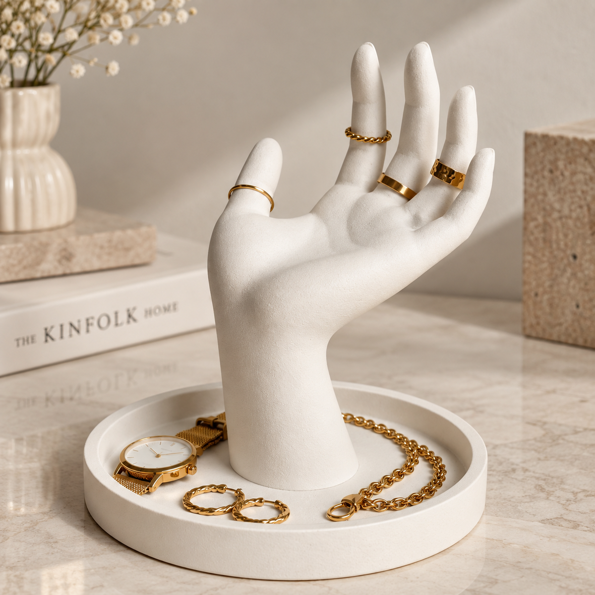 Hand Shaped Jewelry Holder | Ring Holder & Jewelry Organizer | Hand Sculpture Tray for Dressing Table