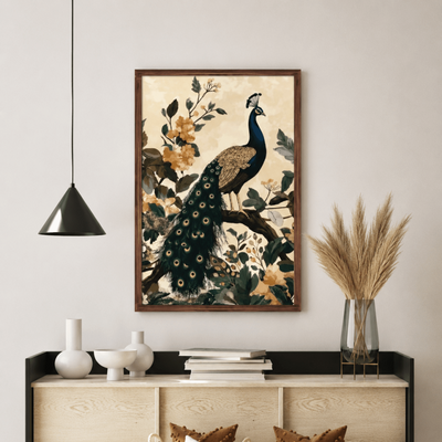 Peacock Canvas Painting Detail View