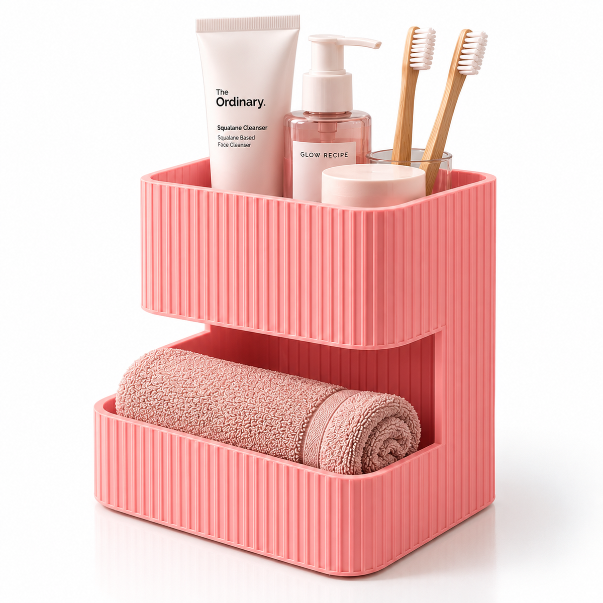 Storage Organizer with 2 Compartments | Multipurpose Countertop Organizer | Toiletry Holder