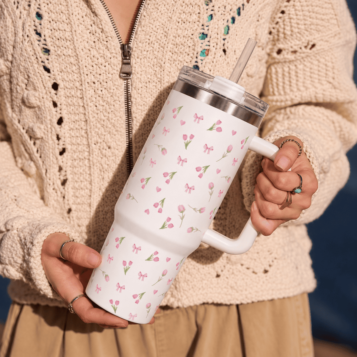 Bow with Tulip Floral Tumbler
