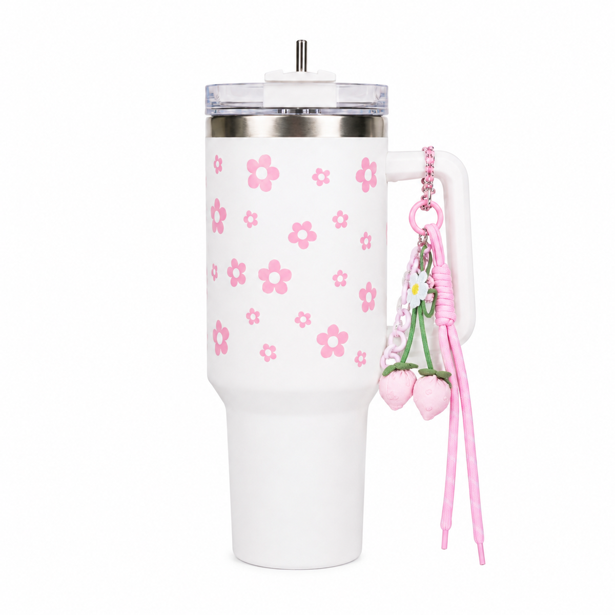 Personalized Pink Daisy Stainless Steel Tumbler