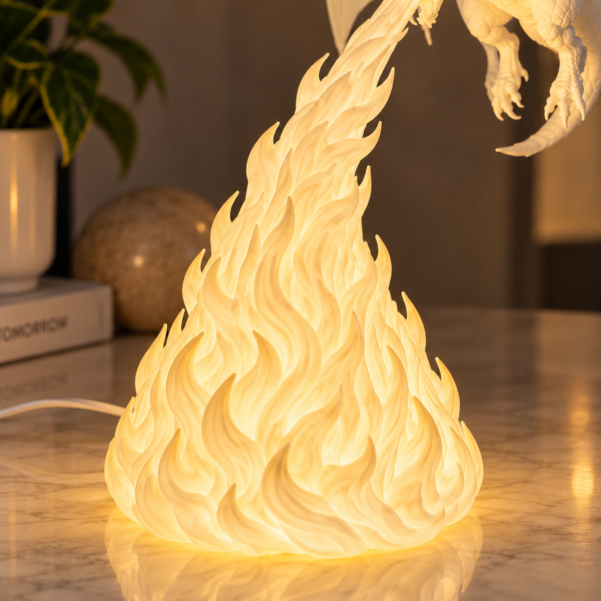 3D Dragon Flame Lamp | LED Dragon Night Light with Fire Effect | Fantasy Decor Lamp