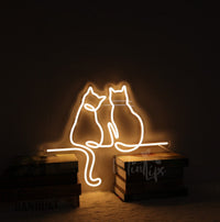 Romantic Cat Neon LED Light – Cozy Wall Décor for Bedroom, Living Room & Café