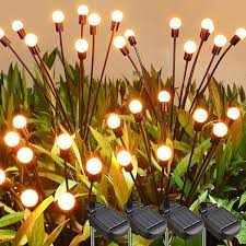 Solar Powered Firefly Lights  Outdoor Solar Firefly Garden Light Waterproof Decorative Solar Lights for Pathway Decoration Warm