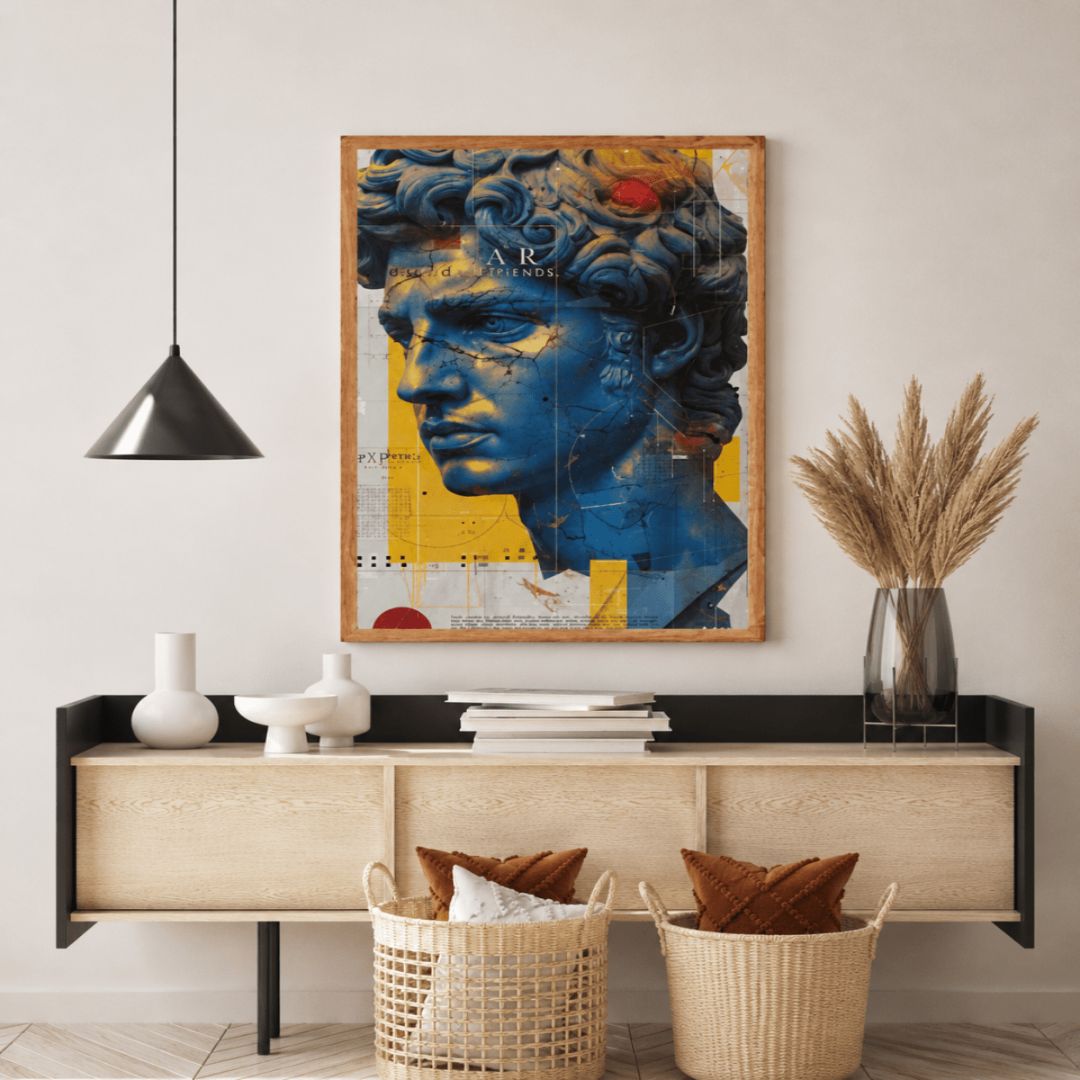 Modern Abstract David Sculpture Canvas Painting