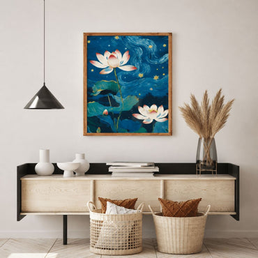 Lotus Night Serenity Canvas Wall Art Painting