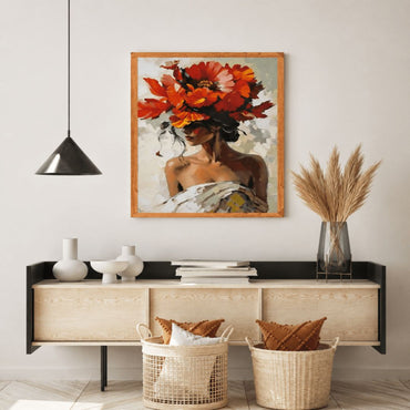 Elegant Woman with Floral Hat Canvas Wall Art
