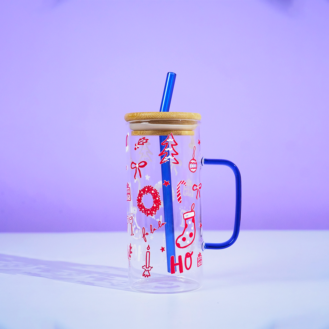 Set of 2 Bloom & Cheer Glass Tumblers – Where Everyday Elegance Meets Festive Joy