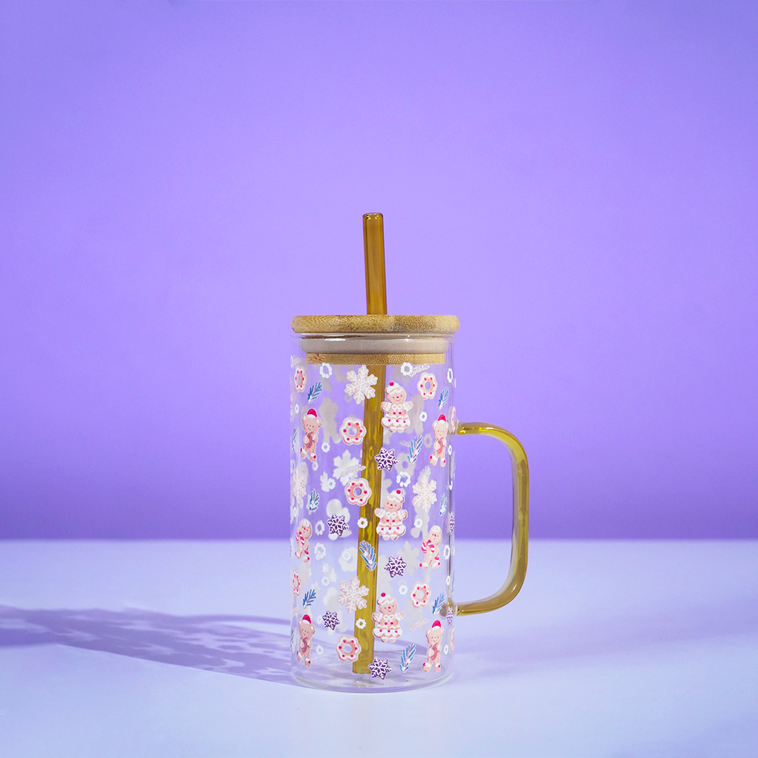 Set of 2 Bloom & Cheer Glass Tumblers – Where Everyday Elegance Meets Festive Joy