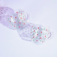 Set-2 Christmas Tree & Stocking -Double Wall Glass Mug