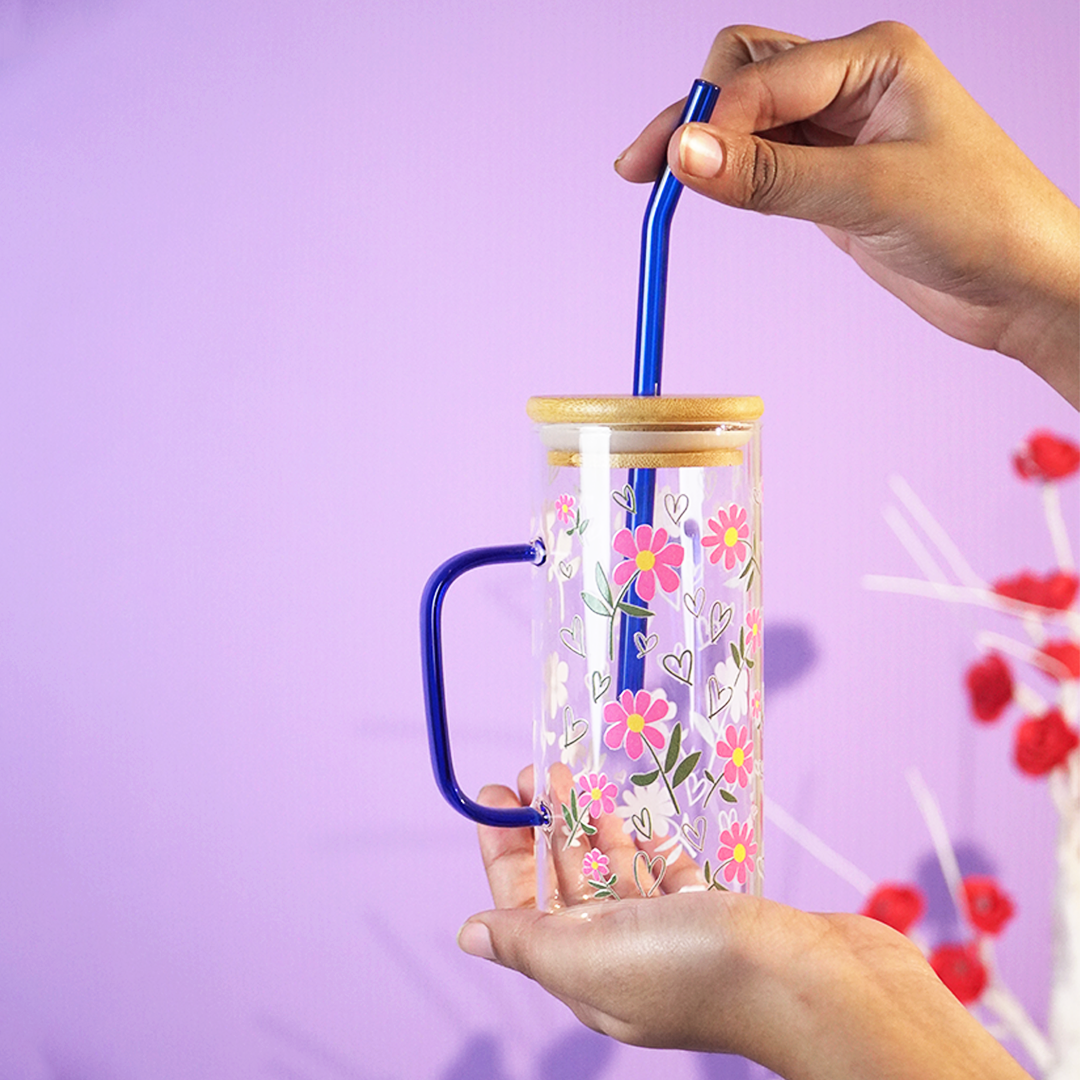 Cherry Bloom Glass Tumbler Set (Set of 2)