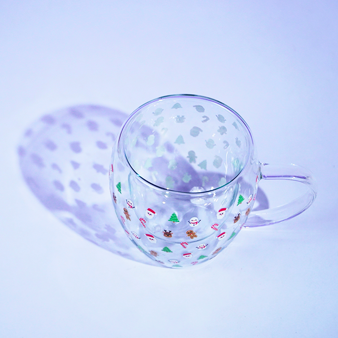 Set-2 Santa with Minis  -Double Wall Glass Mug