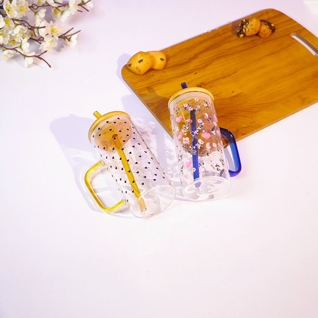 Sweet Hearts & Blooms Glass Tumbler Set (Set of 2)