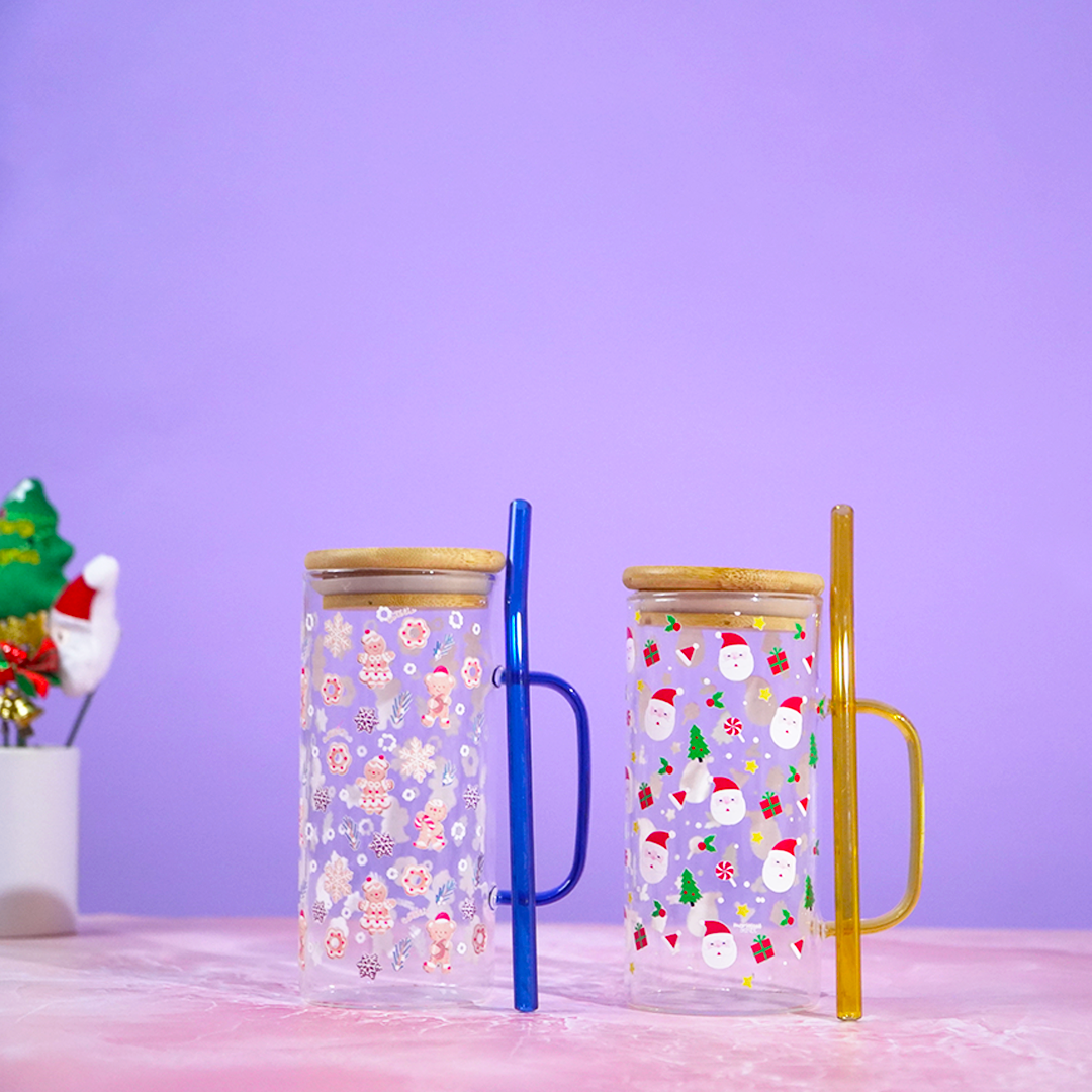 Santa Joy Glass Tumbler Set (Set of 2)