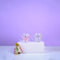 Set of 2 Frosted Cheer Glass Mug Set | Christmas Snowflake & Penguin Design