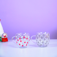 Set of 2 Frosted Cheer Glass Mug Set | Christmas Snowflake & Penguin Design