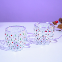 Set of 2 Snowy Cheer Glass Mug – Festive Sips, Merry Vibes! 🎄☕