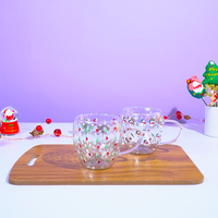 Set of 2 Snowy Cheer Glass Mug – Festive Sips, Merry Vibes! 🎄☕