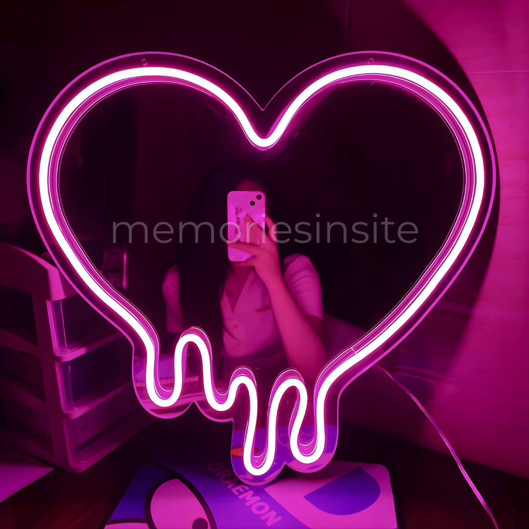 💖 Drip Heart Acrylic Neon Mirror — Glow • Reflect • Slay