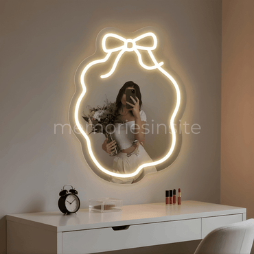Cute Bow Neon Mirror — Acrylic LED Vanity Mirror - Memories InsiteCUTE BOW NEON MIRROR- 7*8.5 INCH