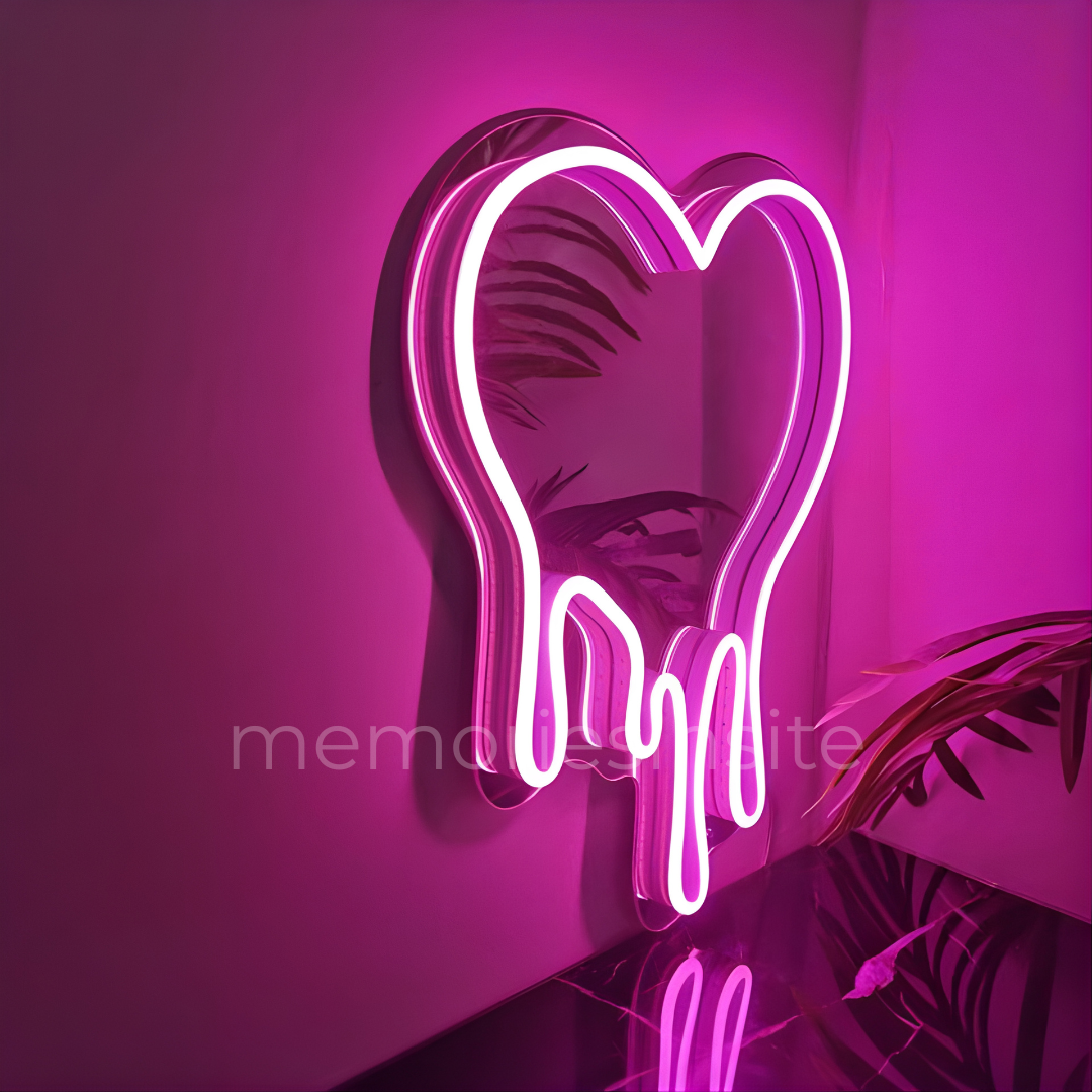 💖 Drip Heart Acrylic Neon Mirror — Glow • Reflect • Slay