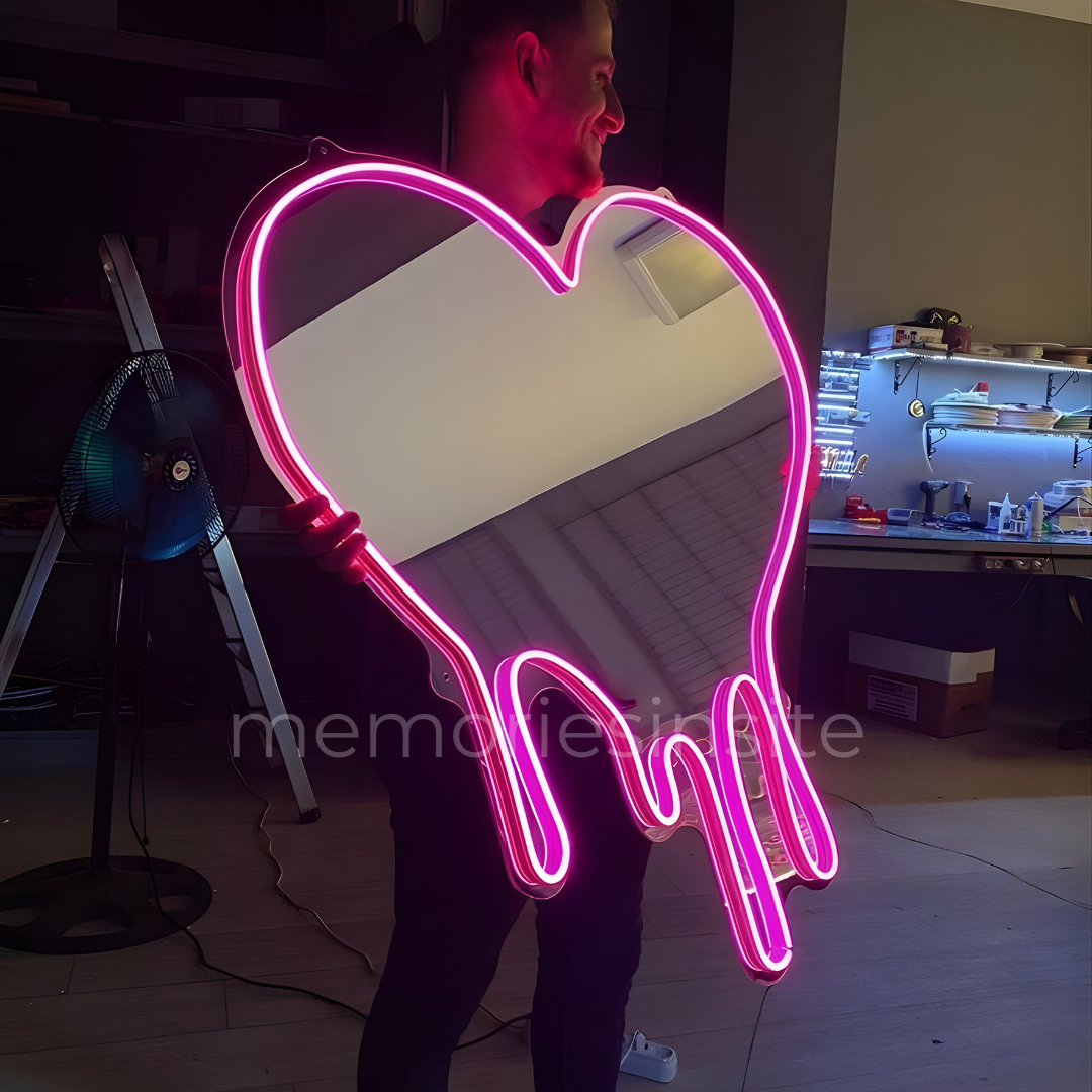 💖 Drip Heart Acrylic Neon Mirror — Glow • Reflect • Slay