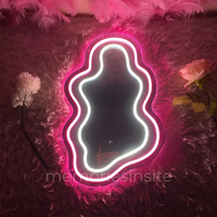 Wavy Contour Neon Acrylic Mirror — Modern Glow Statement Decor