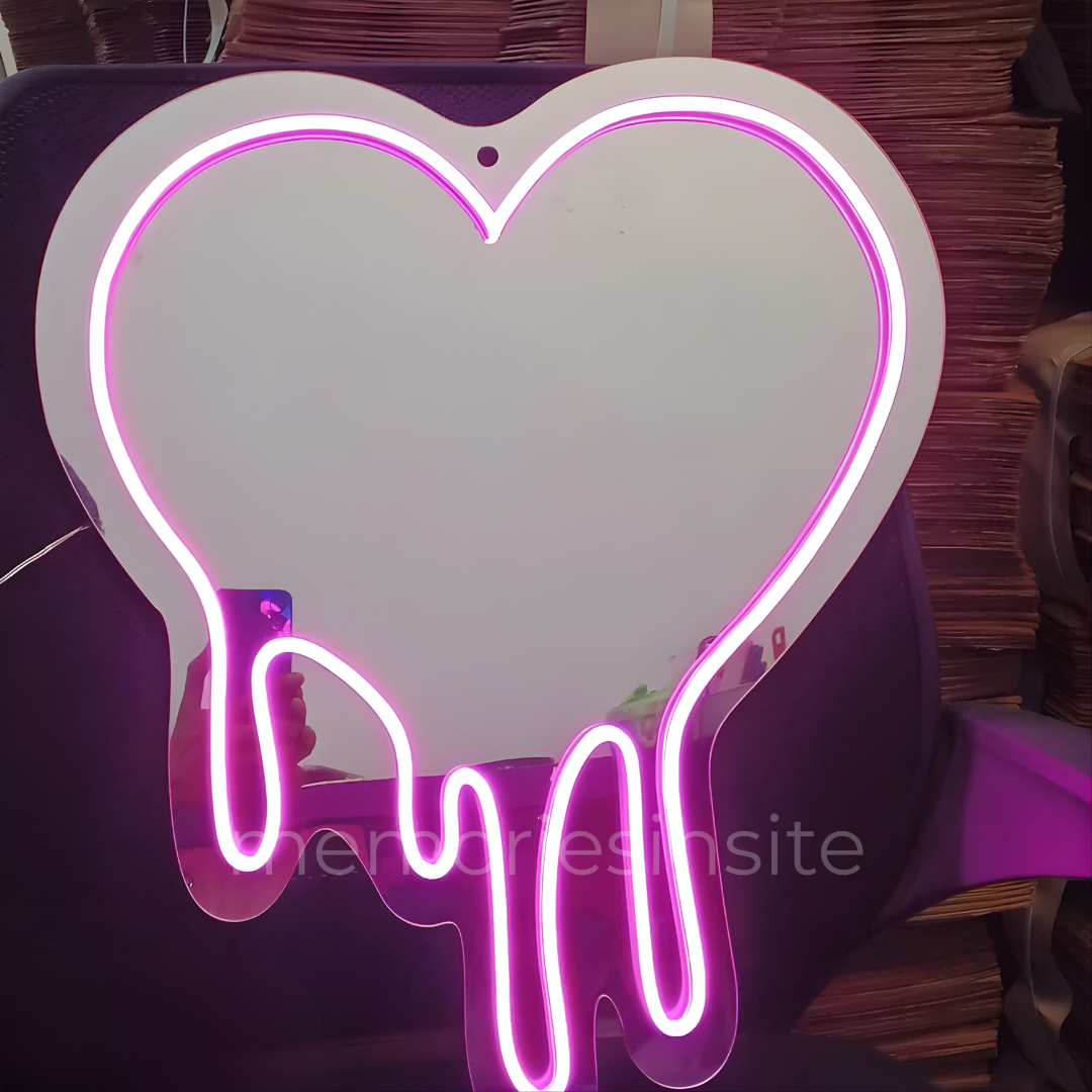 💖 Drip Heart Acrylic Neon Mirror — Glow • Reflect • Slay