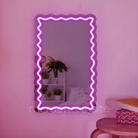 Scalloped Neon Acrylic Mirror — Designer Glow Statement Decor