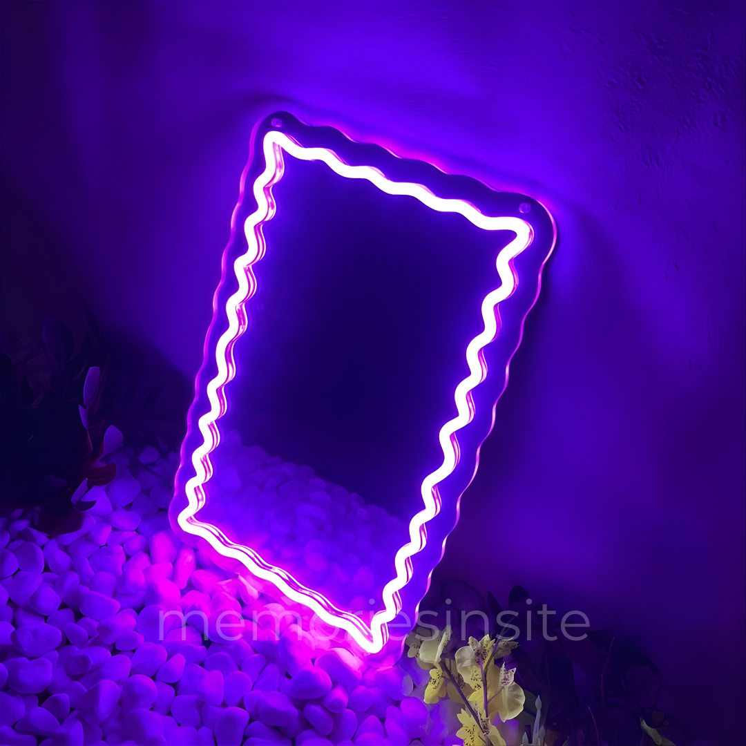 Scalloped Neon Acrylic Mirror — Designer Glow Statement Decor