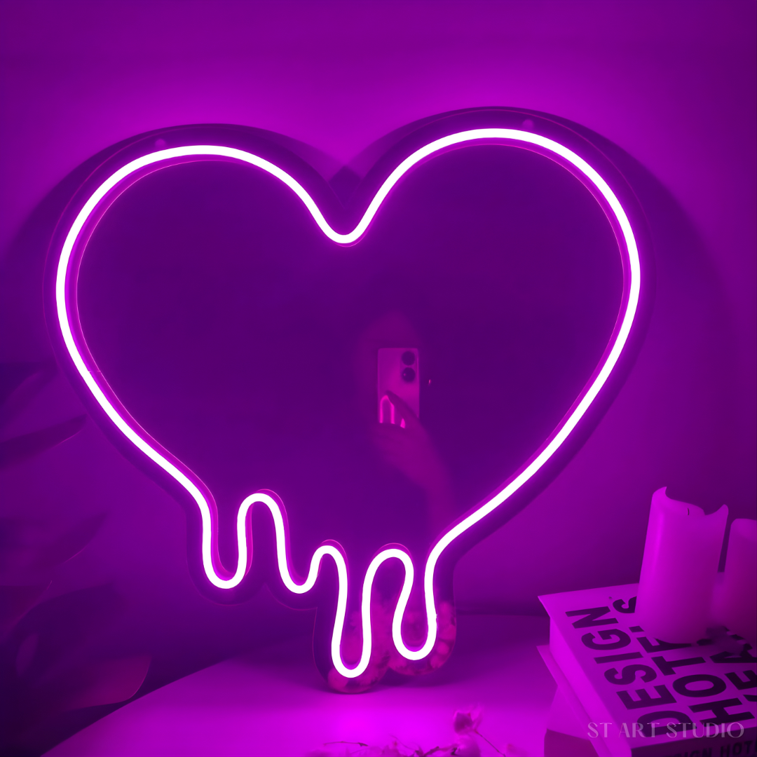 💖 Drip Heart Acrylic Neon Mirror — Glow • Reflect • Slay