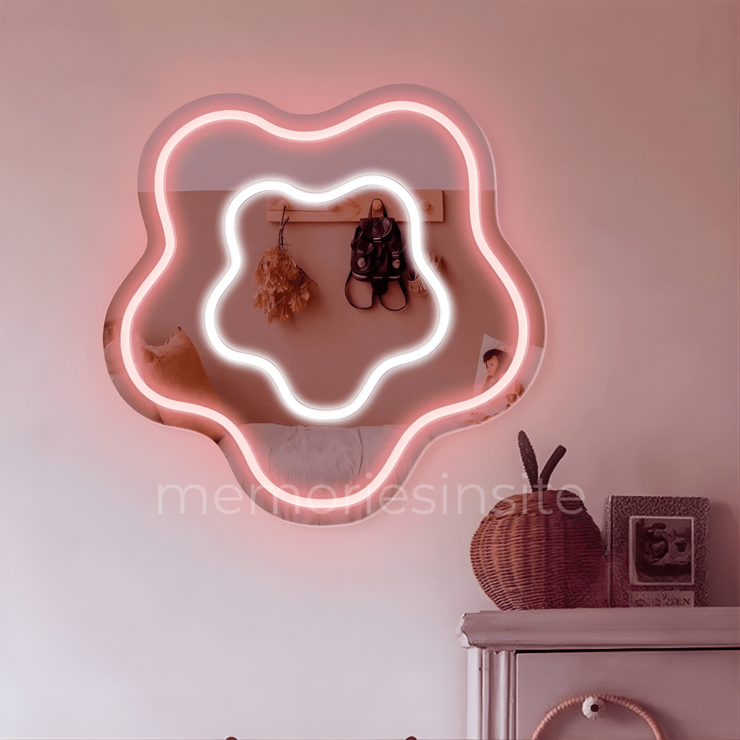 GlowBloom™ Acrylic Neon Mirror — 2-in-1 LED Wall Mirror Light - Memories InsiteGLOWBLOOM ACRYLIC NEON MIRROR- 8*8 INCH