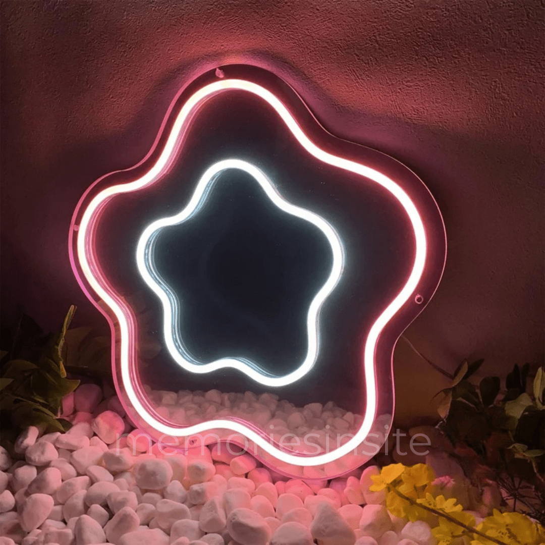 GlowBloom™ Acrylic Neon Mirror — 2-in-1 LED Wall Mirror Light - Memories InsiteGLOWBLOOM ACRYLIC NEON MIRROR- 8*8 INCH