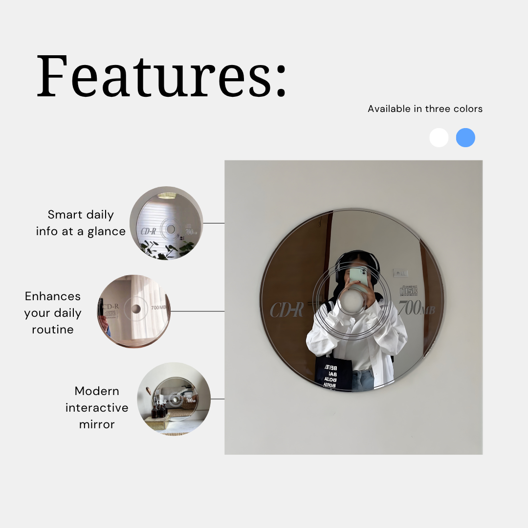 CD Disc Design Acrylic Mirror — Modern Round Wall Mirror
