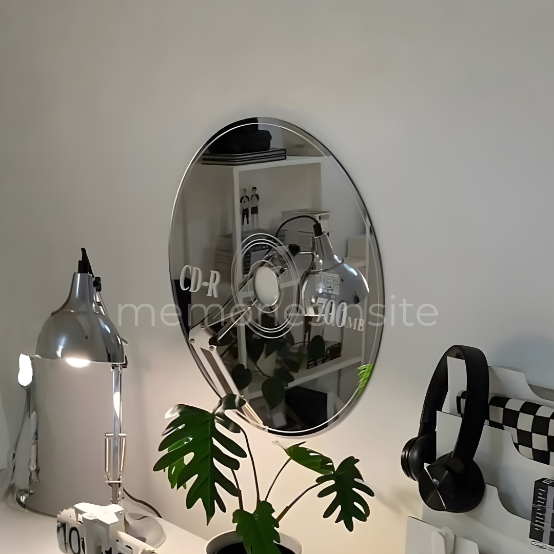 CD Disc Design Acrylic Mirror — Modern Round Wall Mirror