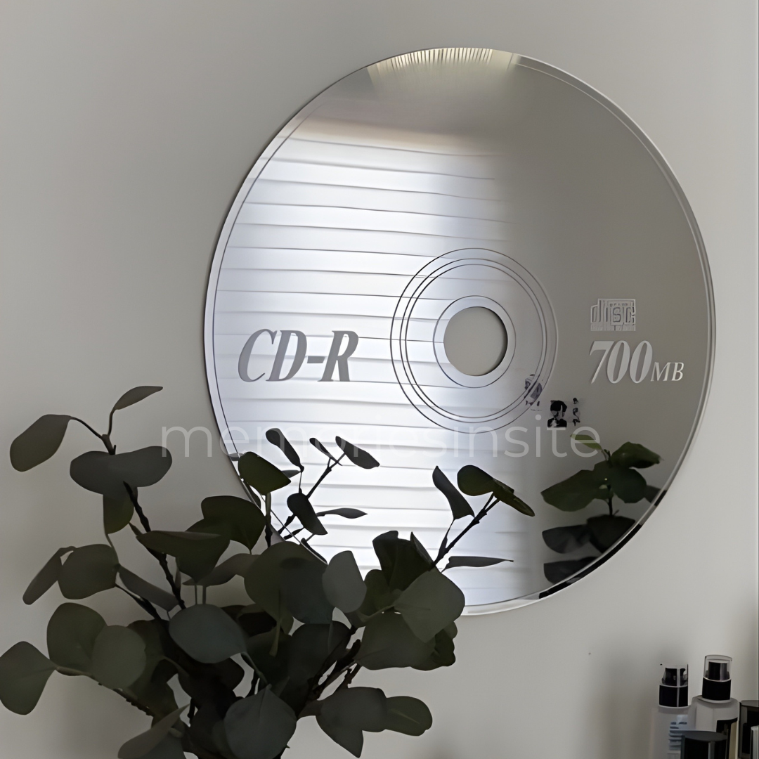 CD Disc Design Acrylic Mirror — Modern Round Wall Mirror