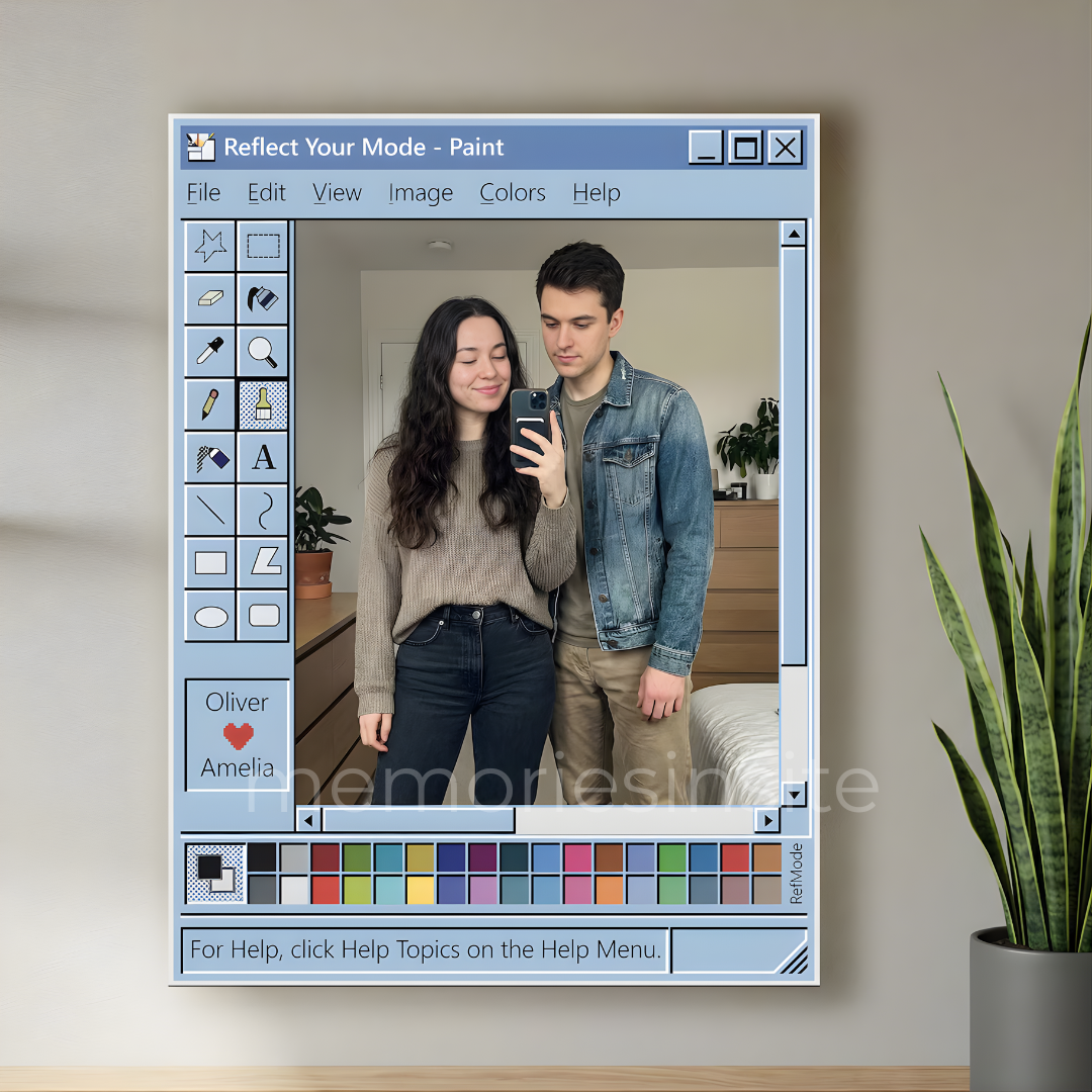 MS Paint Aesthetic Acrylic Mirror — Retro Windows Style Wall Mirror