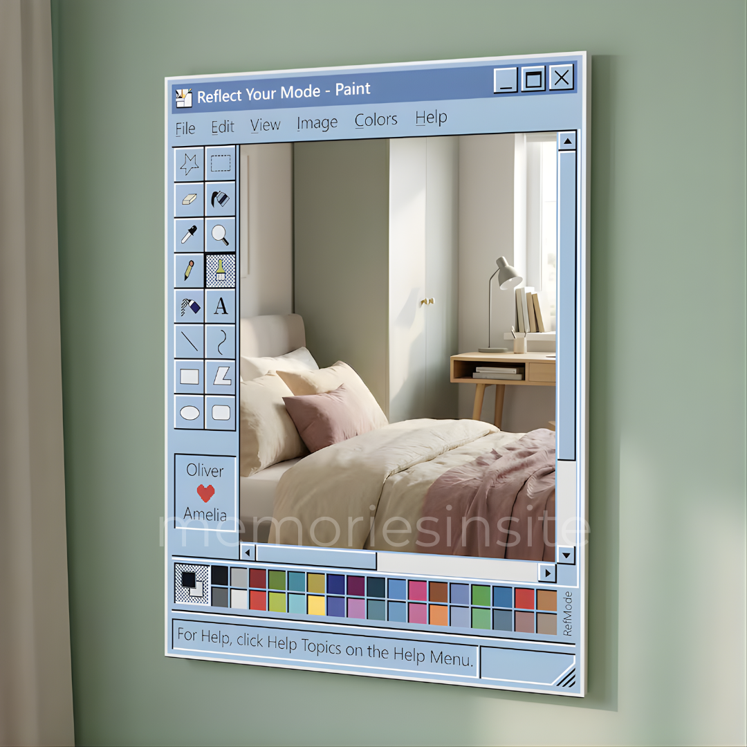 MS Paint Aesthetic Acrylic Mirror — Retro Windows Style Wall Mirror