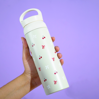 Cherry Charm Water Bottle – Stay Fresh in Style-White
