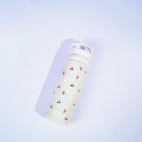 Cherry Charm Water Bottle – Stay Fresh in Style-White