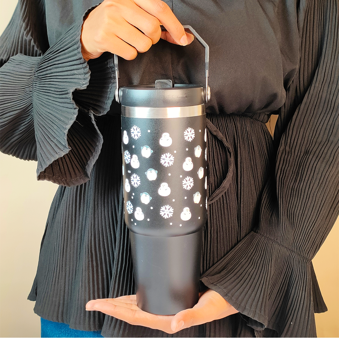 Winter Snow man with Penguin Tumbler