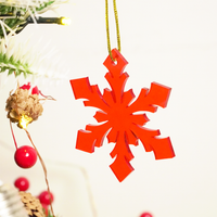 Red Snowflake Christmas Tree Hanging Ornaments - Set of 6