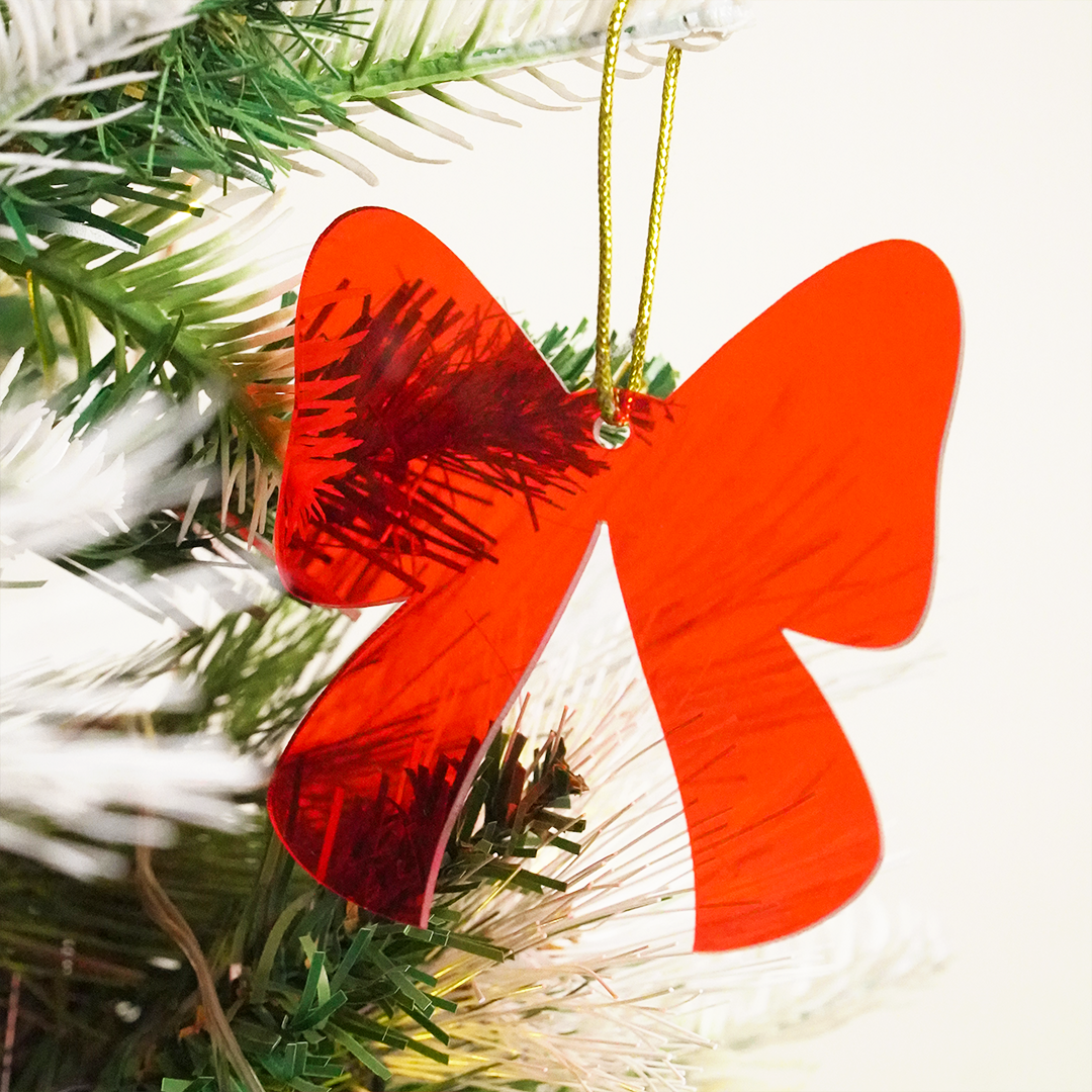 Red Bow designed Christmas Decoration Ornaments- Set of 6